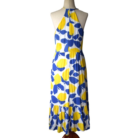 Lemon Print Halter Midi Dress – Size 4 - Picture 5 of 6